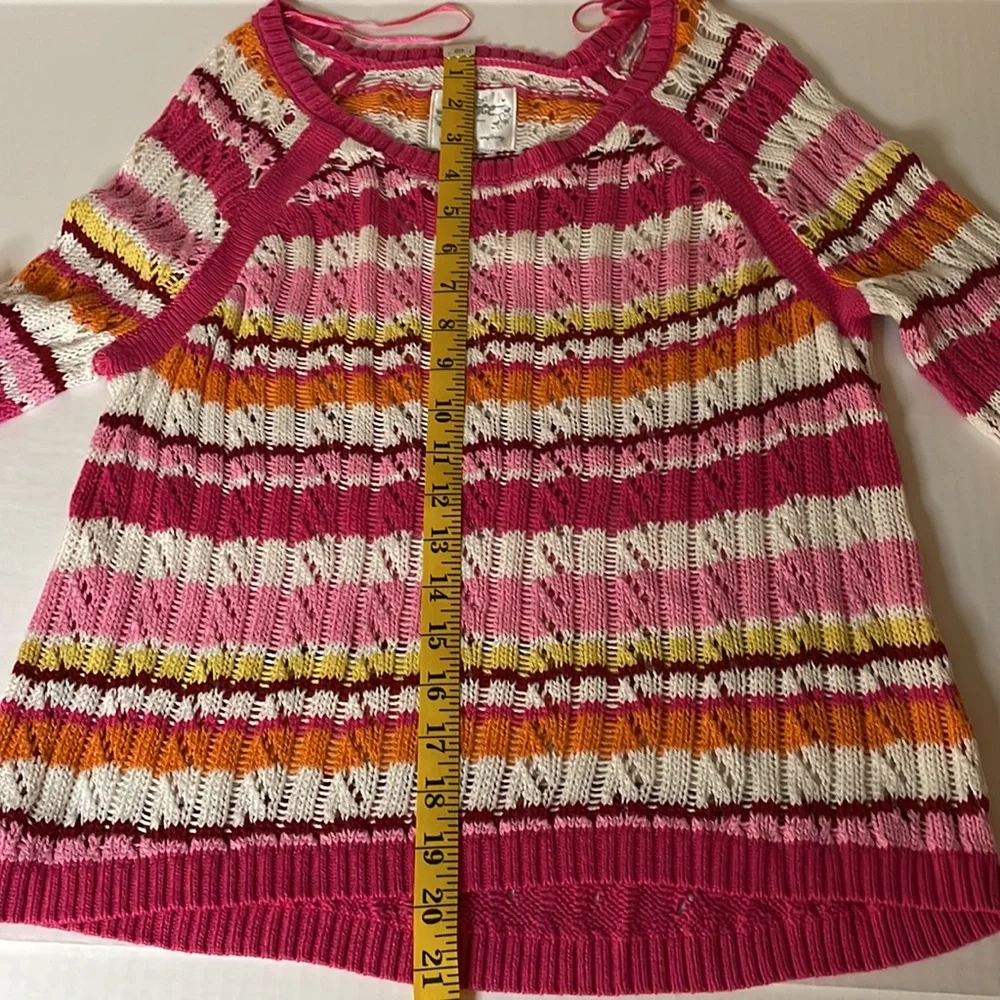 Justice multi pink crochet sweater girls size 16